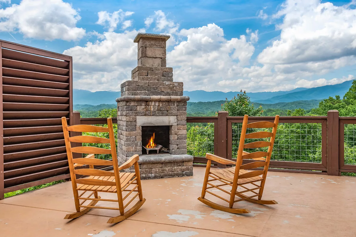 Outdoor stone fireplace